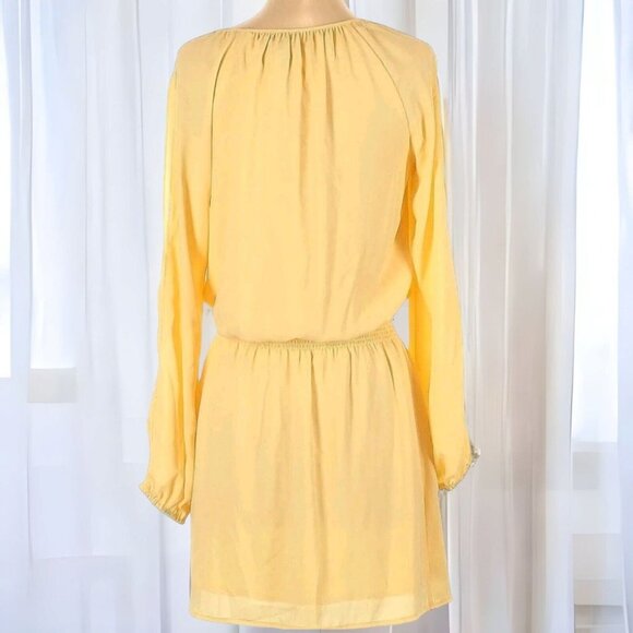 White House Black Market Women's Soft Yellow Smocked Dress Long Sleeve Size 8 - Picture 2 of 6